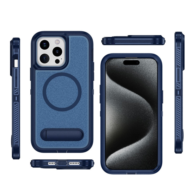 For iPhone 15 Pro Max Guard MagSafe Holder Matte PC Hybrid TPU Phone Case