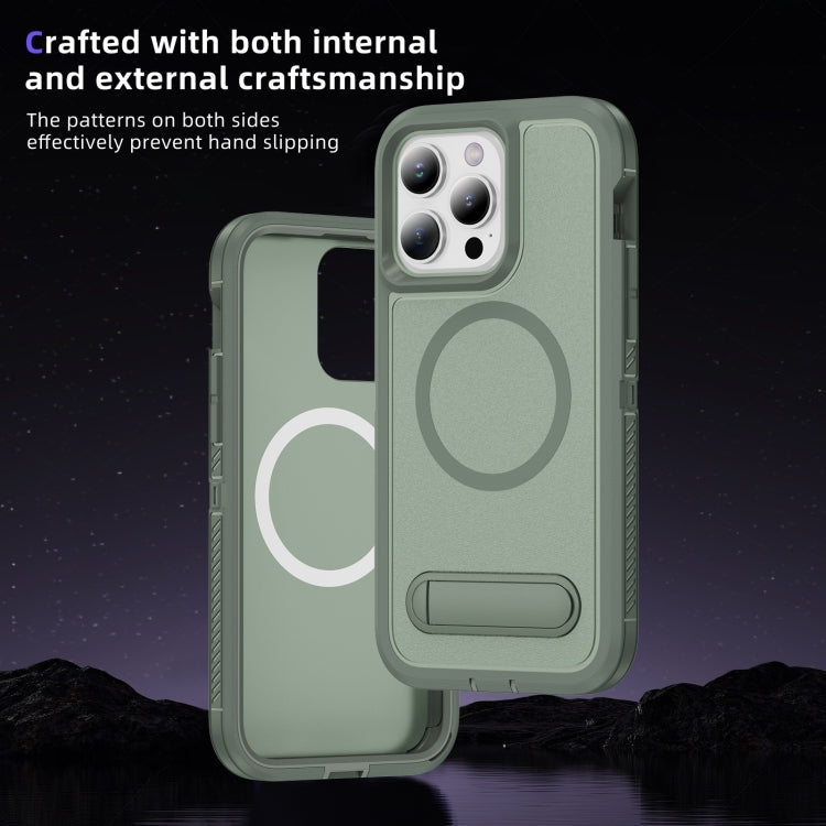 For iPhone 15 Pro Max Guard MagSafe Holder Matte PC Hybrid TPU Phone Case
