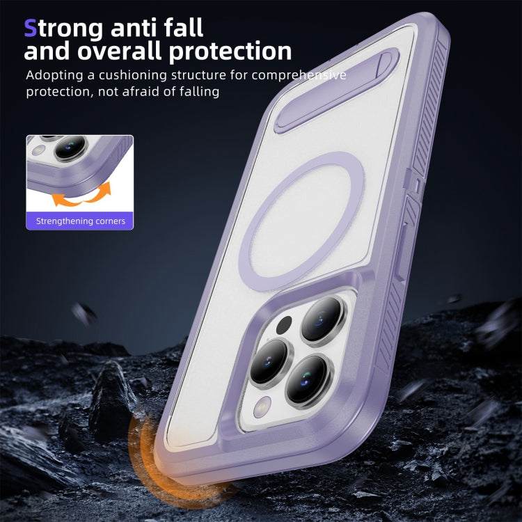 For iPhone 15 Pro Max Guard MagSafe Holder Matte PC Hybrid TPU Phone Case