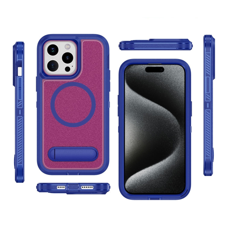 For iPhone 15 Pro Guard MagSafe Holder Matte PC Hybrid TPU Phone Case