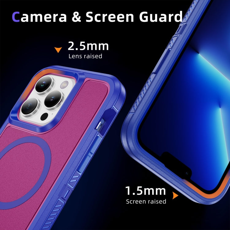 For iPhone 15 Pro Guard MagSafe Holder Matte PC Hybrid TPU Phone Case