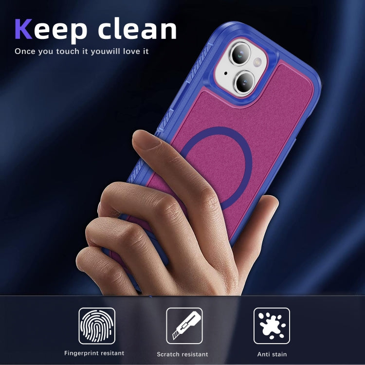 For iPhone 15 Plus Guard MagSafe Holder Matte PC Hybrid TPU Phone Case