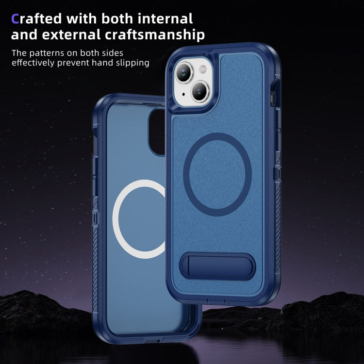 For iPhone 15 Guard MagSafe Holder Matte PC Hybrid TPU Phone Case