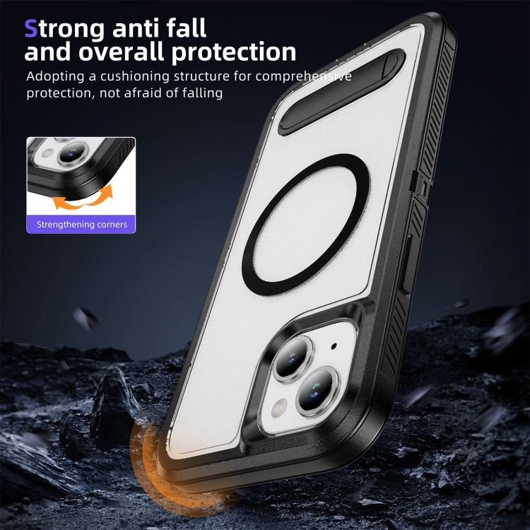 For iPhone 15 Guard MagSafe Holder Matte PC Hybrid TPU Phone Case
