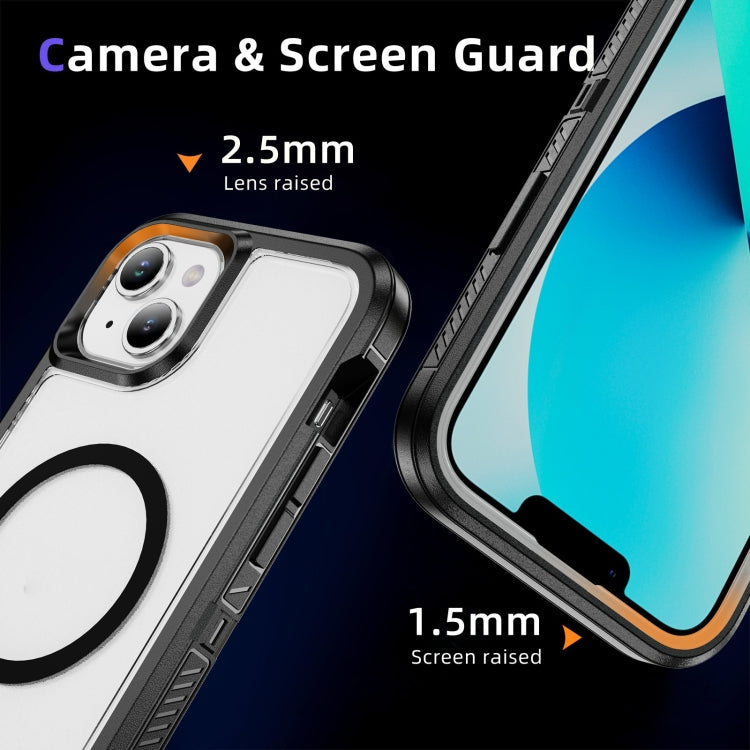 For iPhone 15 Guard MagSafe Holder Matte PC Hybrid TPU Phone Case