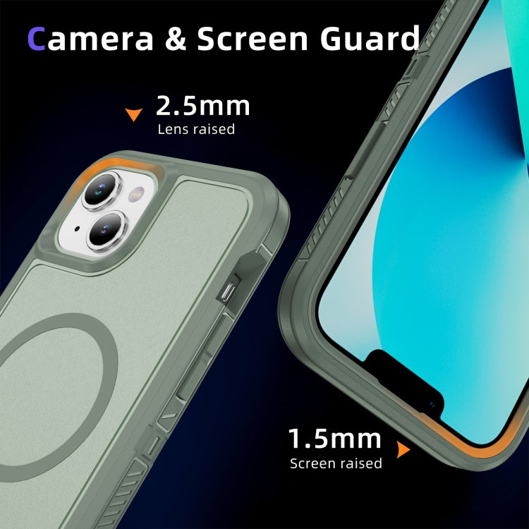 For iPhone 15 Guard MagSafe Holder Matte PC Hybrid TPU Phone Case