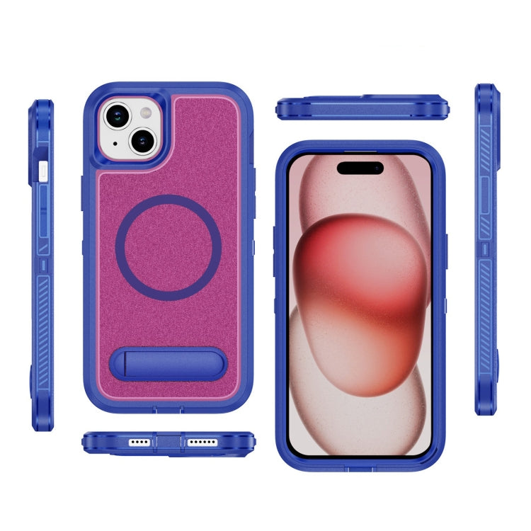 For iPhone 15 Guard MagSafe Holder Matte PC Hybrid TPU Phone Case