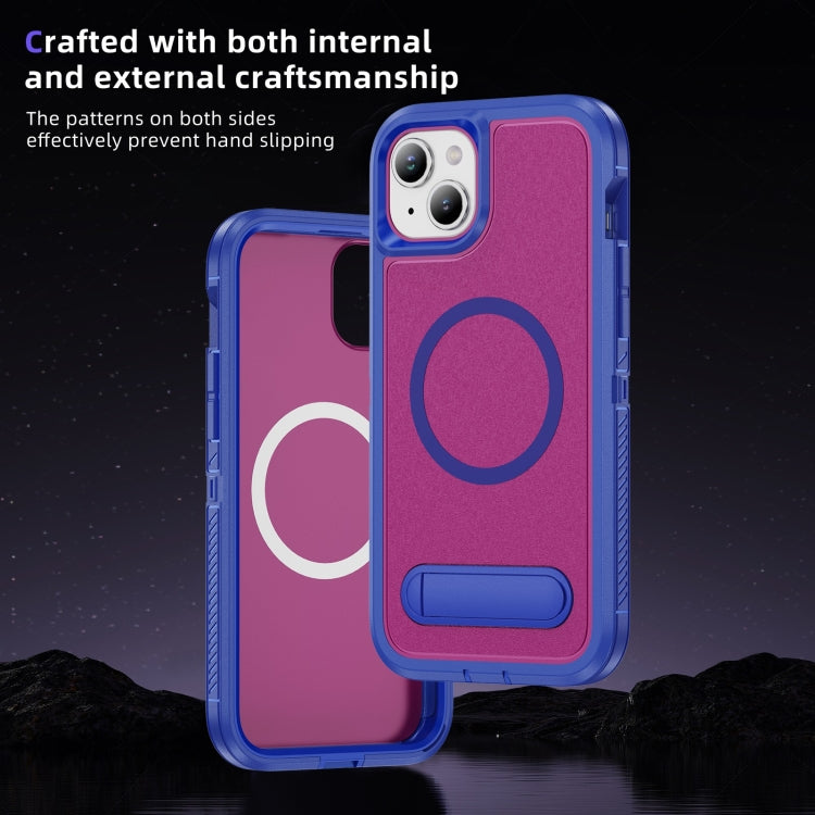 For iPhone 15 Guard MagSafe Holder Matte PC Hybrid TPU Phone Case