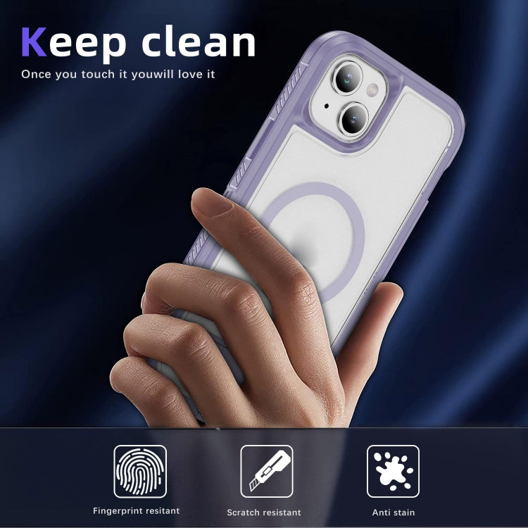 For iPhone 15 Guard MagSafe Holder Matte PC Hybrid TPU Phone Case
