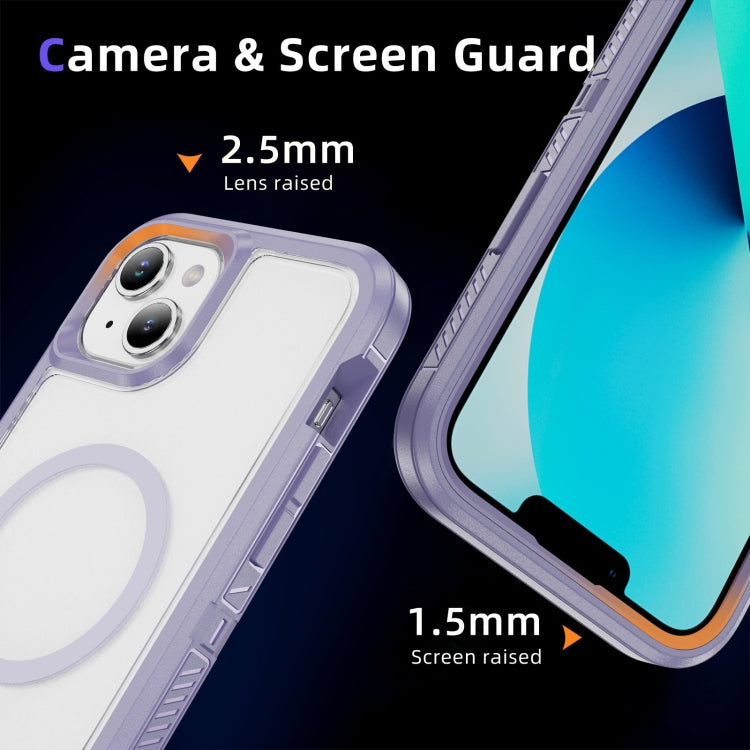 For iPhone 15 Guard MagSafe Holder Matte PC Hybrid TPU Phone Case