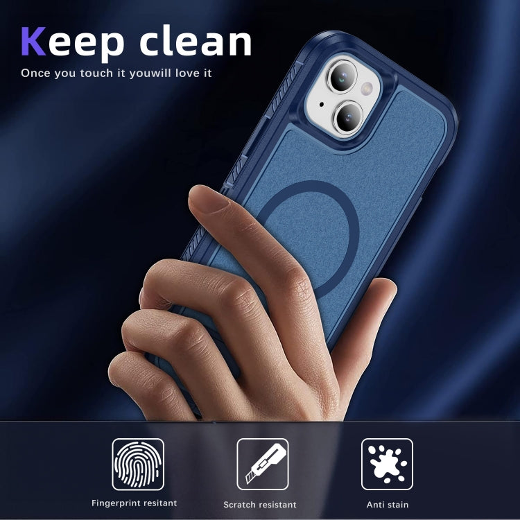 For iPhone 14 Plus Guard MagSafe Holder Matte PC Hybrid TPU Phone Case