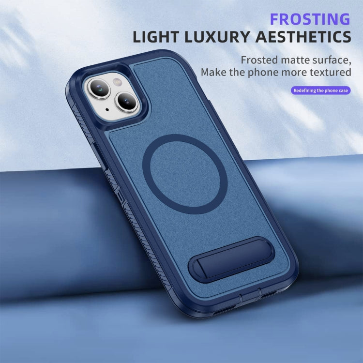 For iPhone 14 Plus Guard MagSafe Holder Matte PC Hybrid TPU Phone Case