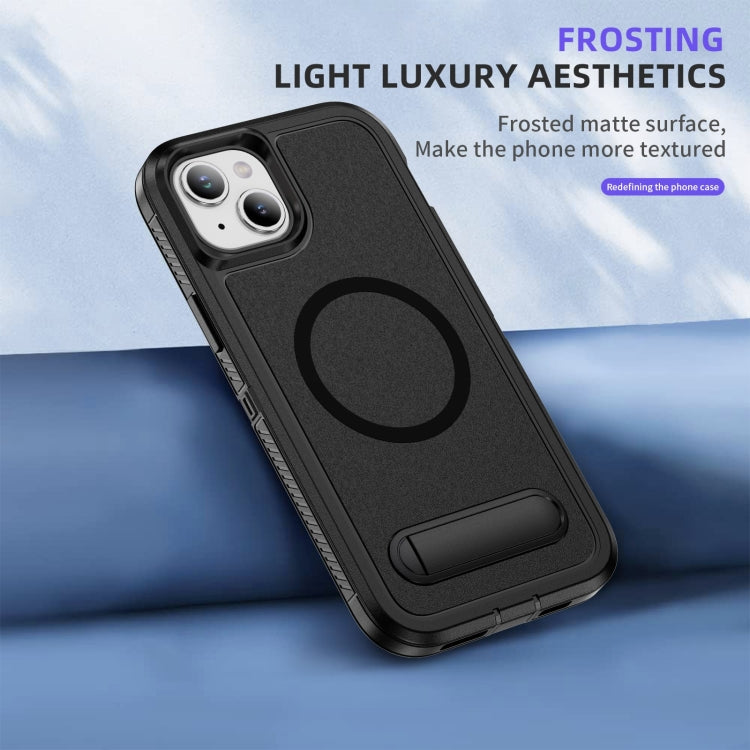 For iPhone 14 Plus Guard MagSafe Holder Matte PC Hybrid TPU Phone Case