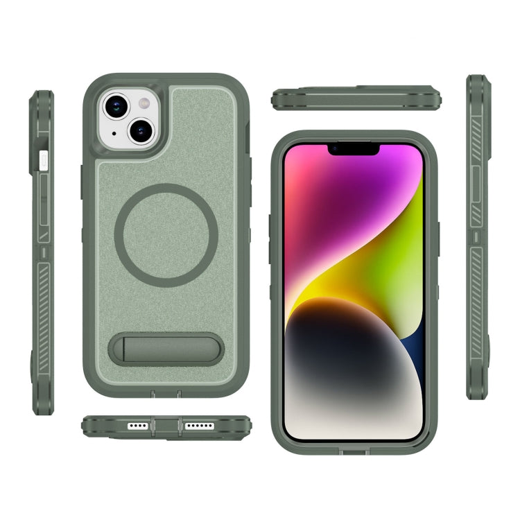For iPhone 14 Plus Guard MagSafe Holder Matte PC Hybrid TPU Phone Case