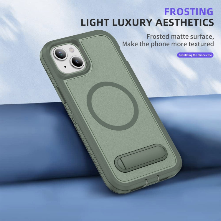 For iPhone 14 Plus Guard MagSafe Holder Matte PC Hybrid TPU Phone Case