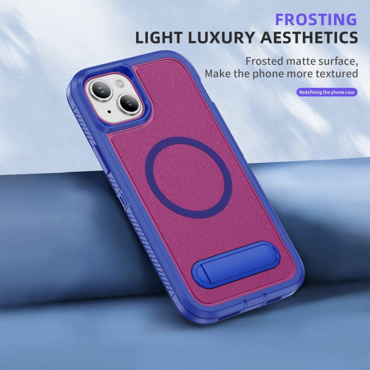 For iPhone 14 Plus Guard MagSafe Holder Matte PC Hybrid TPU Phone Case