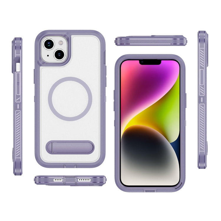 For iPhone 14 Plus Guard MagSafe Holder Matte PC Hybrid TPU Phone Case
