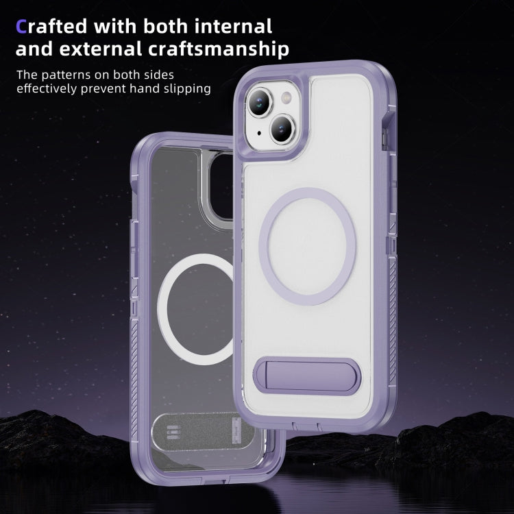 For iPhone 14 Plus Guard MagSafe Holder Matte PC Hybrid TPU Phone Case
