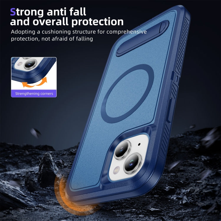 For iPhone 14 Guard MagSafe Holder Matte PC Hybrid TPU Phone Case