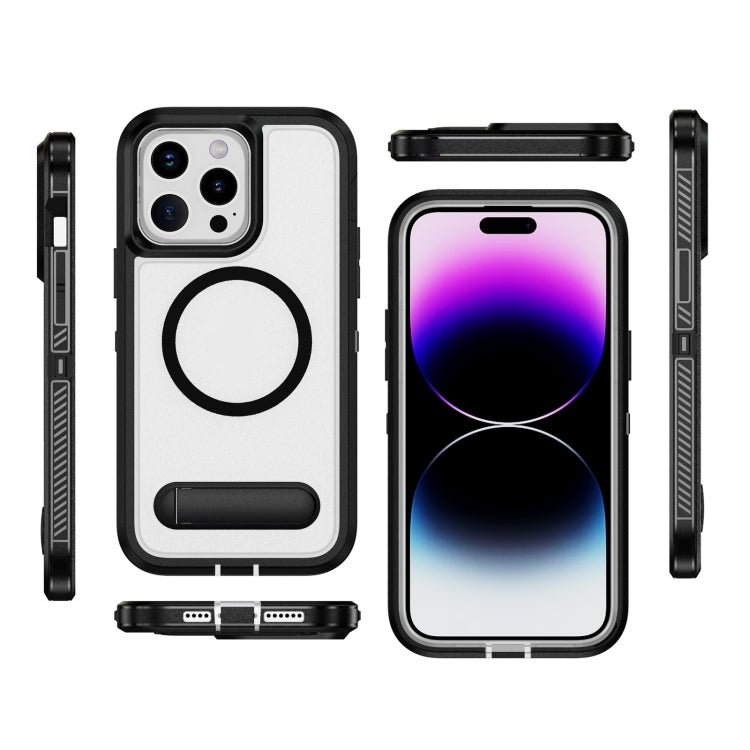 For iPhone 14 Pro Max Guard MagSafe Holder Matte PC Hybrid TPU Phone Case