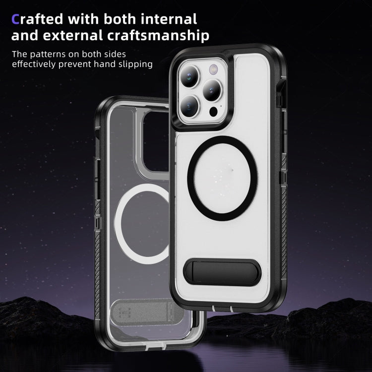 For iPhone 14 Pro Max Guard MagSafe Holder Matte PC Hybrid TPU Phone Case