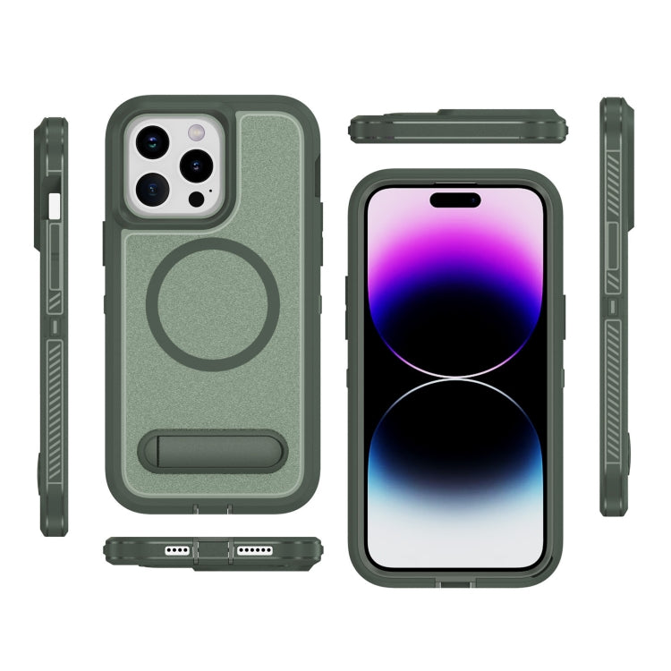 For iPhone 14 Pro Max Guard MagSafe Holder Matte PC Hybrid TPU Phone Case