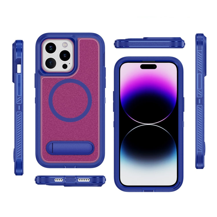 For iPhone 14 Pro Max Guard MagSafe Holder Matte PC Hybrid TPU Phone Case
