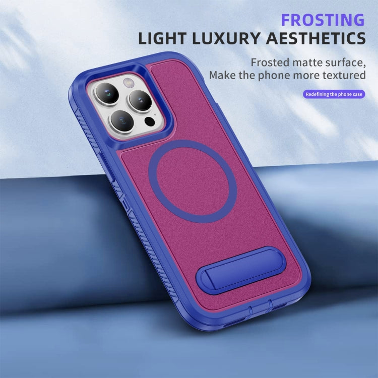 For iPhone 14 Pro Max Guard MagSafe Holder Matte PC Hybrid TPU Phone Case