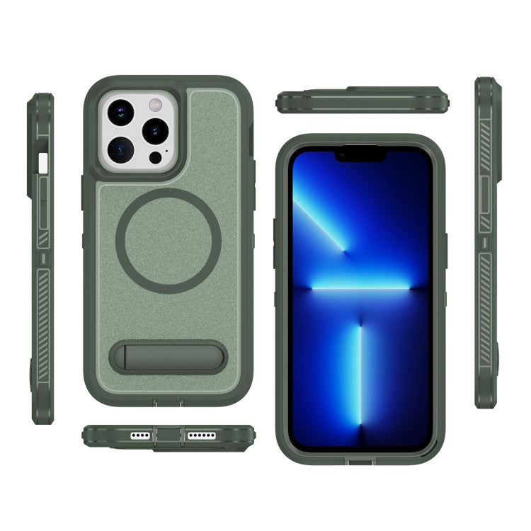 For iPhone 13 Pro Max Guard MagSafe Holder Matte PC Hybrid TPU Phone Case