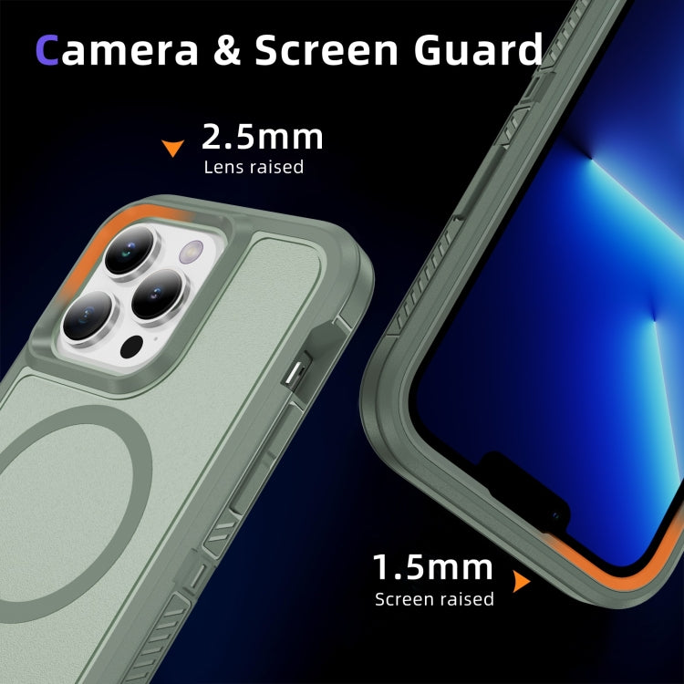 For iPhone 13 Pro Max Guard MagSafe Holder Matte PC Hybrid TPU Phone Case