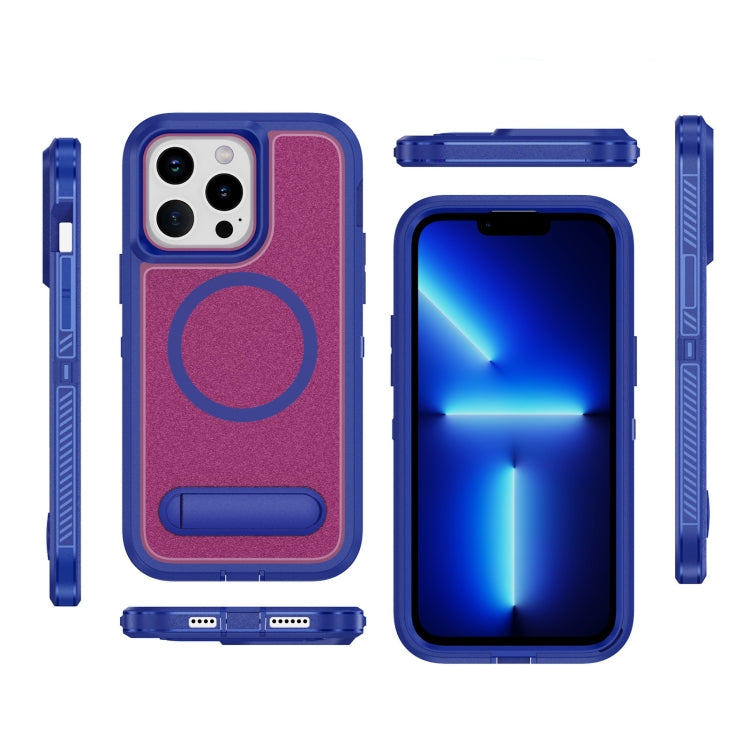 For iPhone 13 Pro Max Guard MagSafe Holder Matte PC Hybrid TPU Phone Case