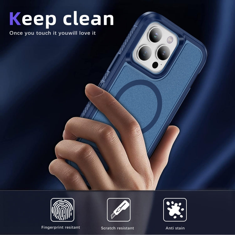 For iPhone 13 Pro Guard MagSafe Holder Matte PC Hybrid TPU Phone Case