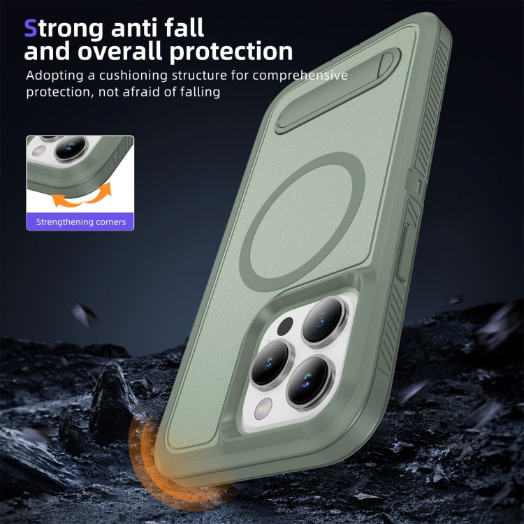 For iPhone 13 Pro Guard MagSafe Holder Matte PC Hybrid TPU Phone Case