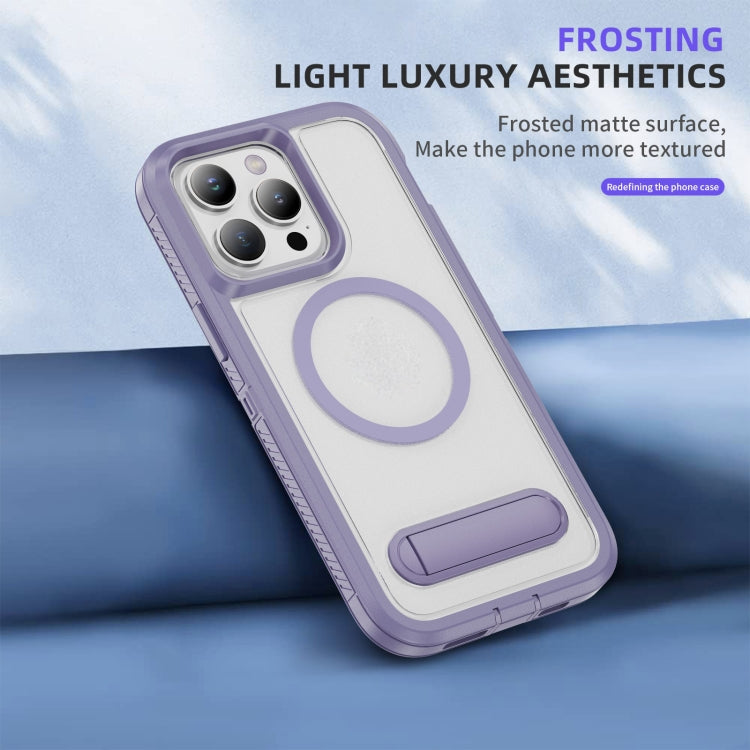 For iPhone 13 Pro Guard MagSafe Holder Matte PC Hybrid TPU Phone Case