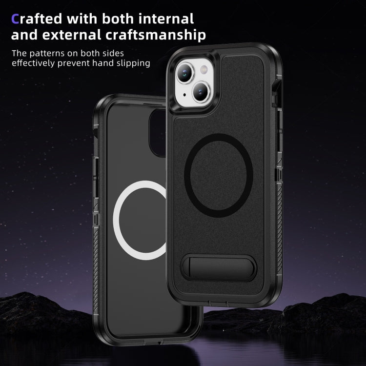For iPhone 13 Guard MagSafe Holder Matte PC Hybrid TPU Phone Case