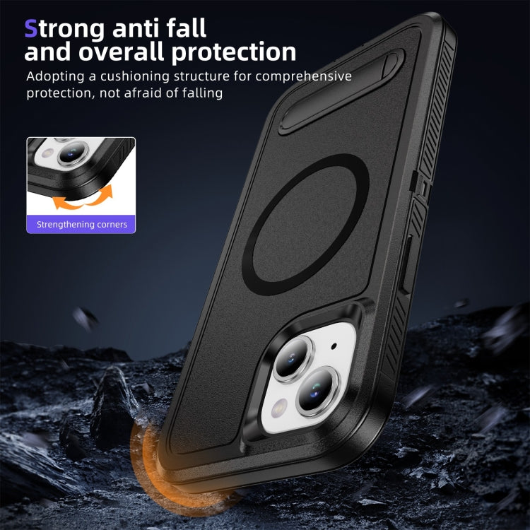 For iPhone 13 Guard MagSafe Holder Matte PC Hybrid TPU Phone Case