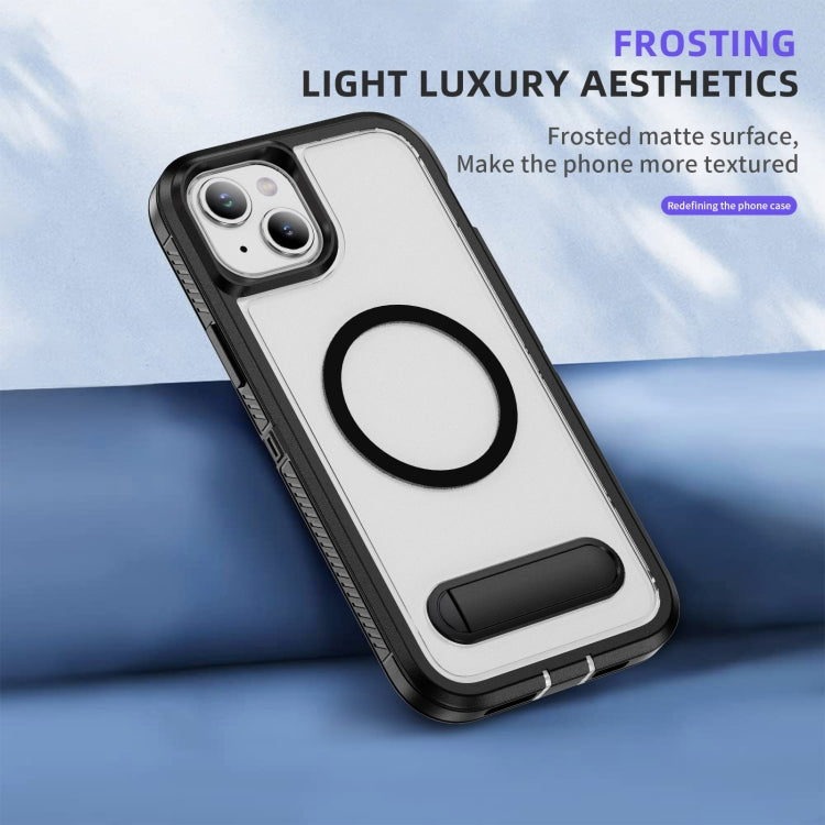 For iPhone 13 Guard MagSafe Holder Matte PC Hybrid TPU Phone Case