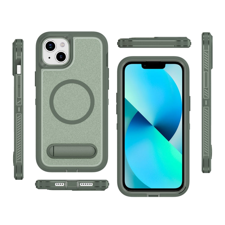 For iPhone 13 Guard MagSafe Holder Matte PC Hybrid TPU Phone Case