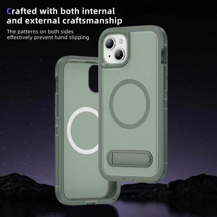 For iPhone 13 Guard MagSafe Holder Matte PC Hybrid TPU Phone Case