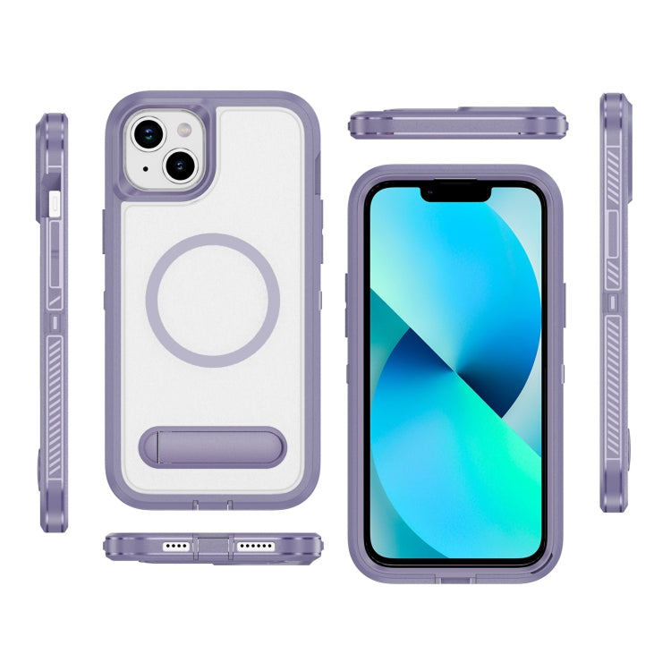 For iPhone 13 Guard MagSafe Holder Matte PC Hybrid TPU Phone Case