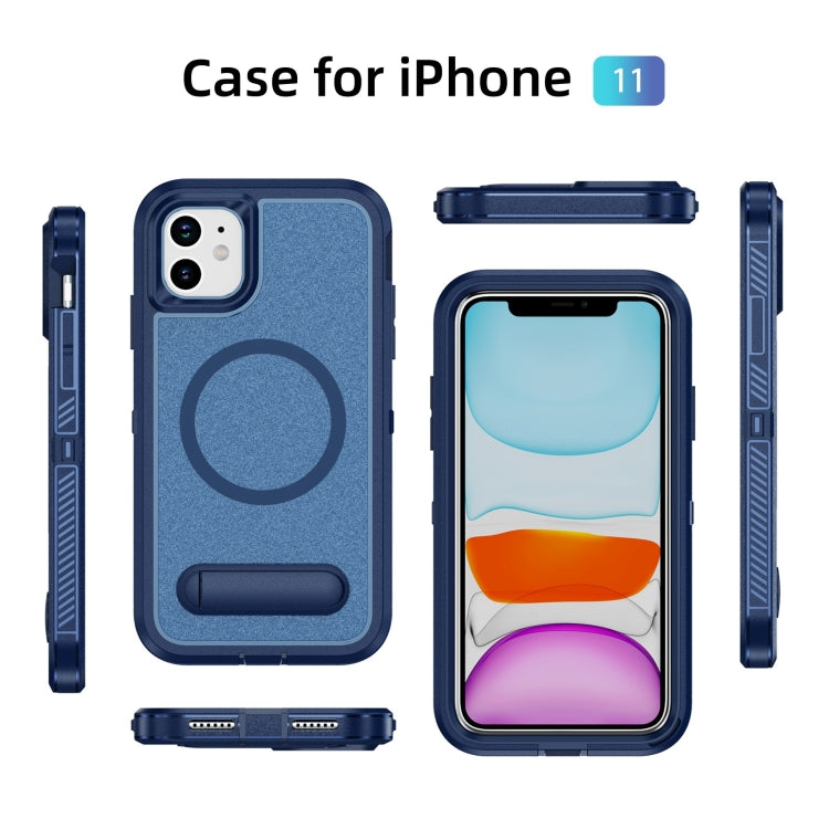 For iPhone 11 Guard MagSafe Holder Matte PC Hybrid TPU Phone Case