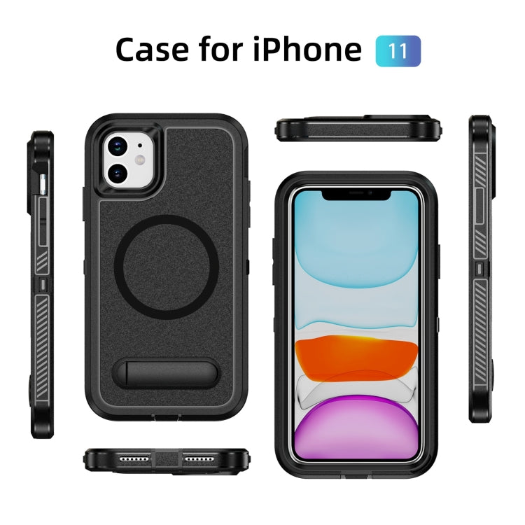 For iPhone 11 Guard MagSafe Holder Matte PC Hybrid TPU Phone Case