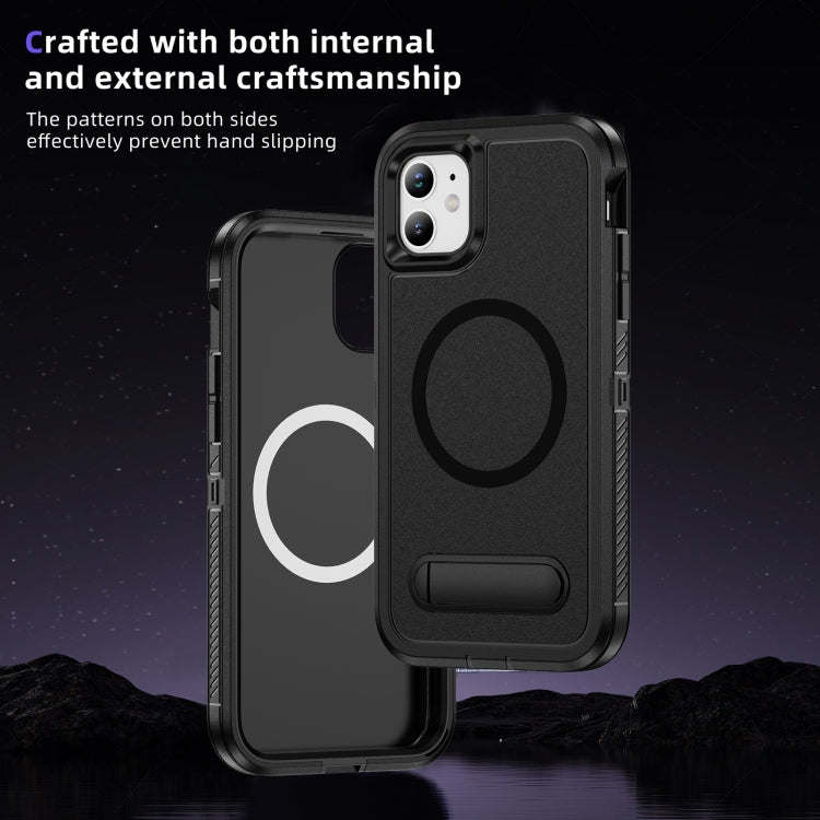 For iPhone 11 Guard MagSafe Holder Matte PC Hybrid TPU Phone Case