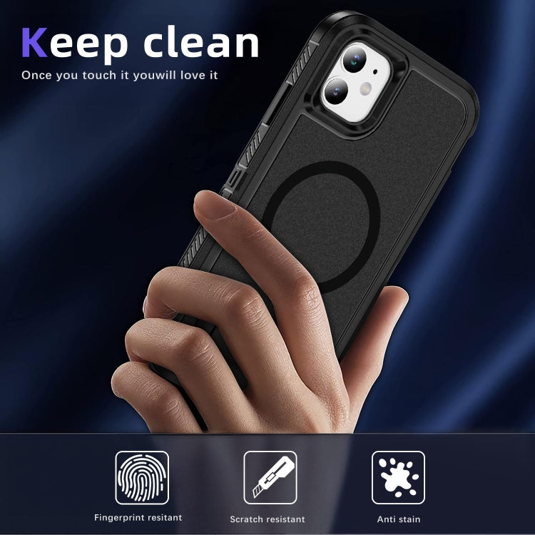 For iPhone 11 Guard MagSafe Holder Matte PC Hybrid TPU Phone Case