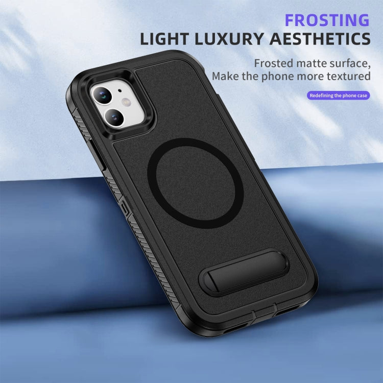 For iPhone 11 Guard MagSafe Holder Matte PC Hybrid TPU Phone Case