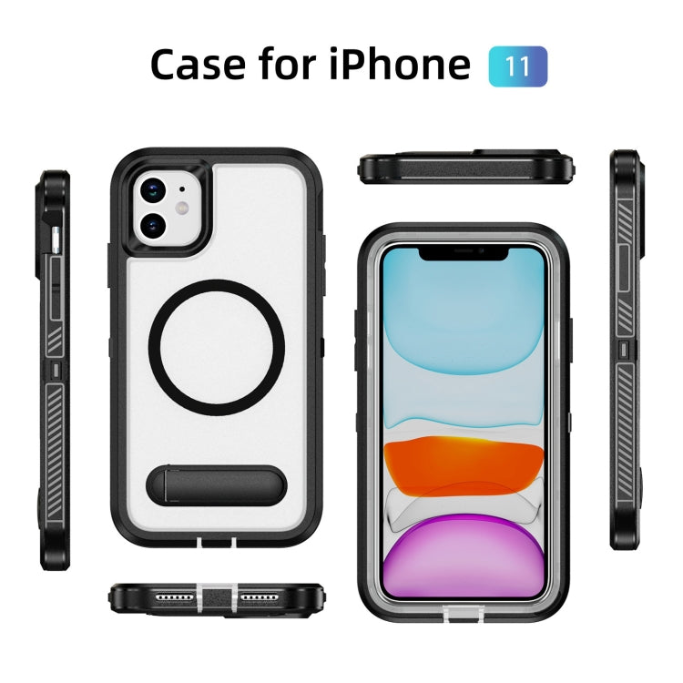 For iPhone 11 Guard MagSafe Holder Matte PC Hybrid TPU Phone Case