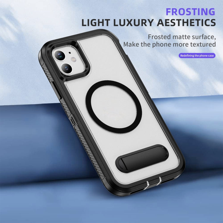 For iPhone 11 Guard MagSafe Holder Matte PC Hybrid TPU Phone Case