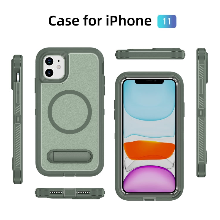 For iPhone 11 Guard MagSafe Holder Matte PC Hybrid TPU Phone Case