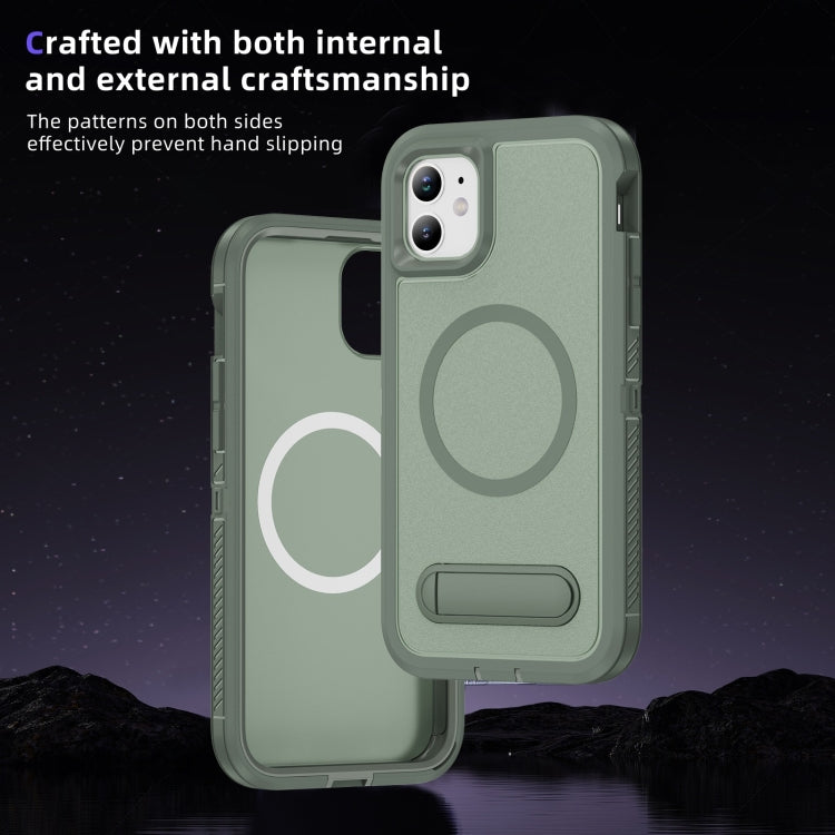 For iPhone 11 Guard MagSafe Holder Matte PC Hybrid TPU Phone Case