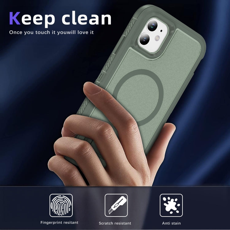 For iPhone 11 Guard MagSafe Holder Matte PC Hybrid TPU Phone Case